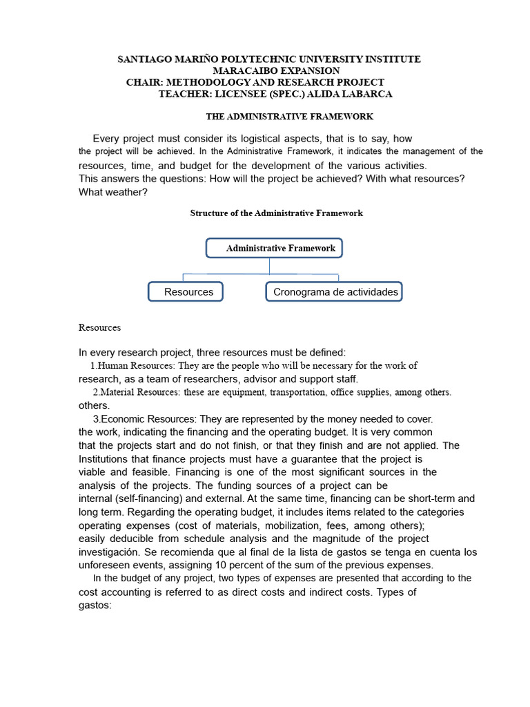 Administrative Framework for Research Projects | PDF | Economies