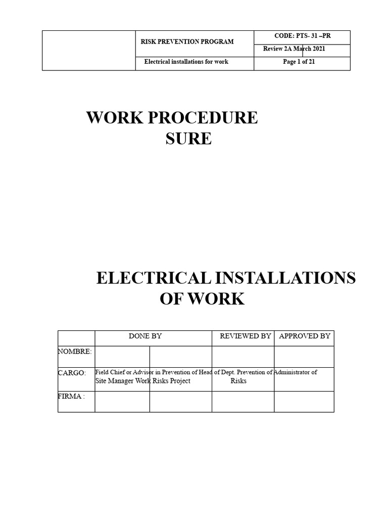 Electrical Safety Procedures for Worksites | PDF | Electrical Wiring ...