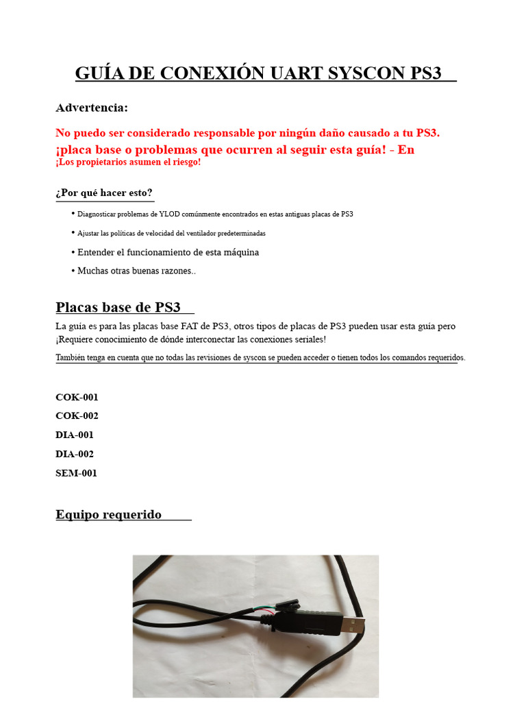 Guía de Conexión UART PS3 para Diagnóstico | PDF | Playstation 3 ...