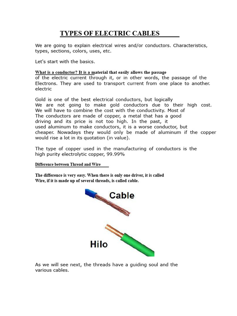 7. Types of Electrical Cables | PDF | Electrical Conductor | Electrical ...