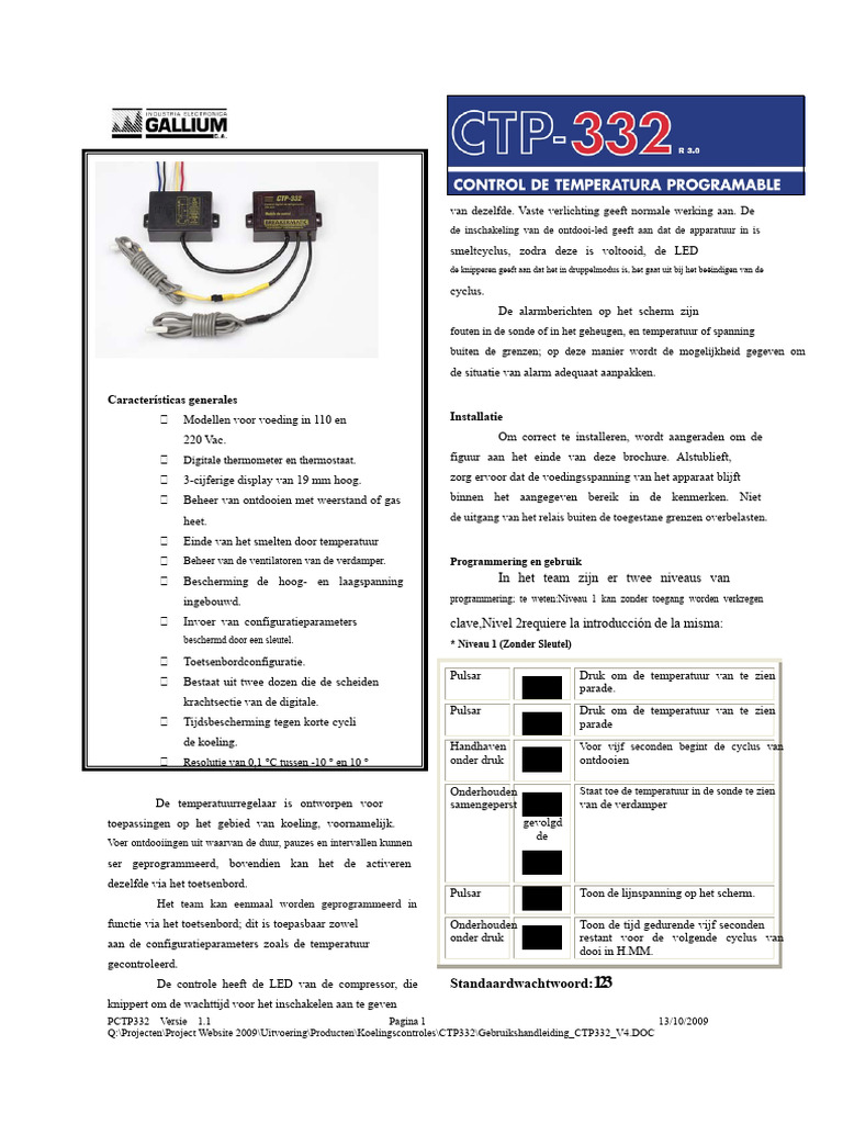 Gebruikshandleiding Ctp332 v4 | PDF