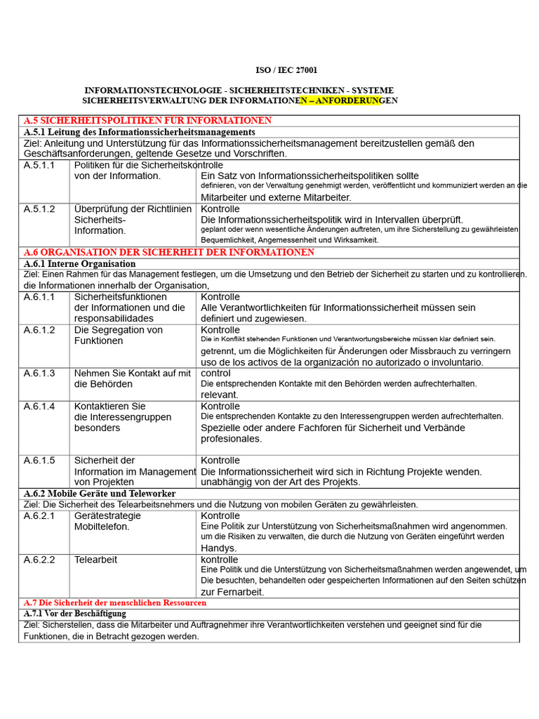 ISO 27001 Kontrollen | PDF