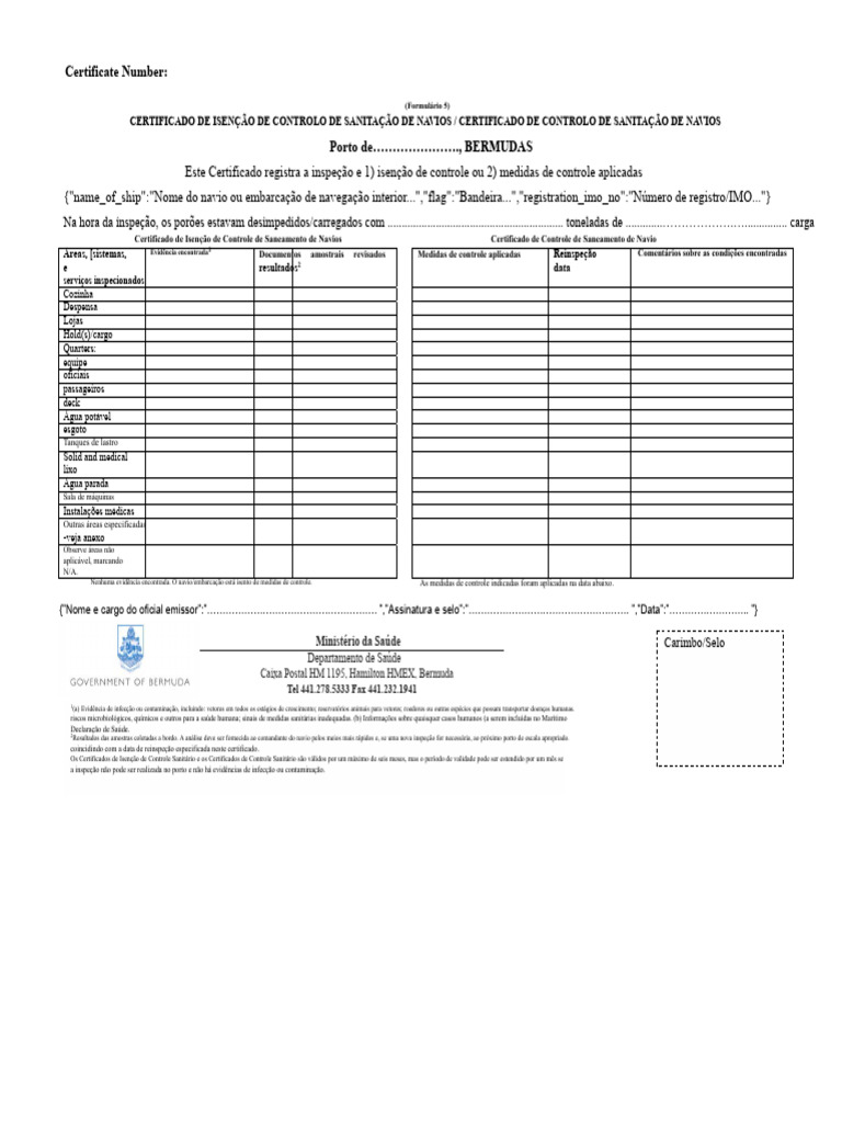 Certificado de Controle Sanitário de Navios | PDF | Navios