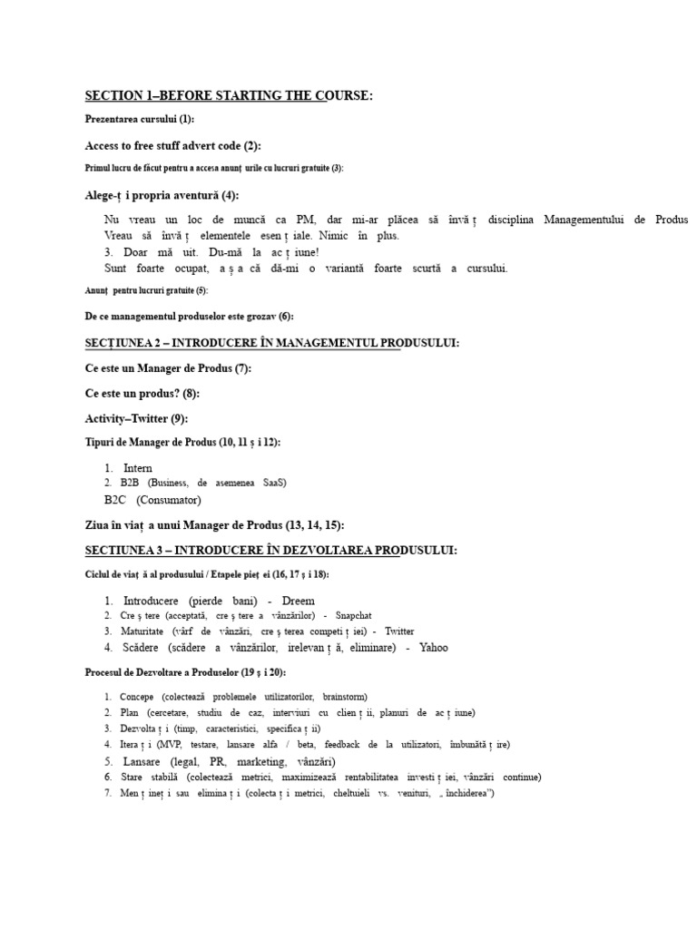 Note Despre Cursul de Management Al Produselor | PDF