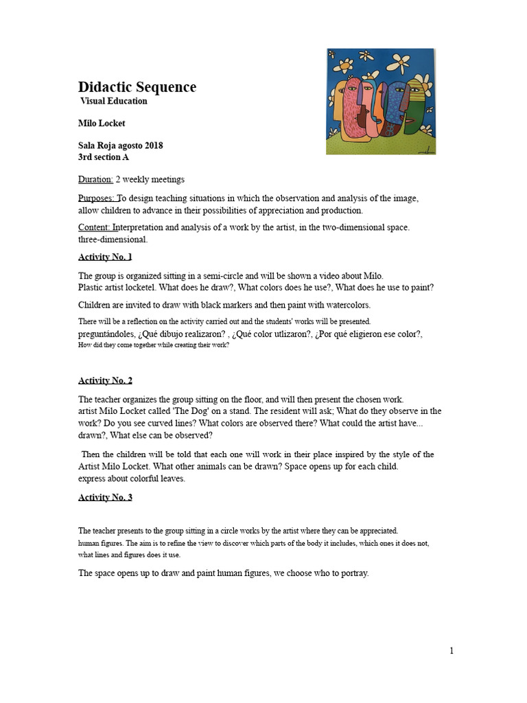 Didactic Sequence Milo Lockett | PDF | The Arts