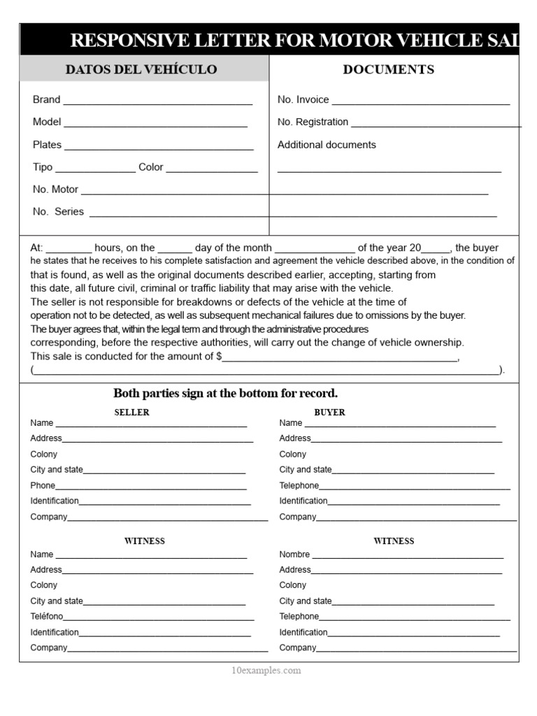Motor Vehicle Sale Agreement Template | PDF | Invoice | Private Law
