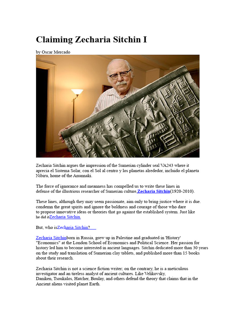 Sumerians - Annunaki Zecharia Sitchin | PDF | Zecharia Sitchin