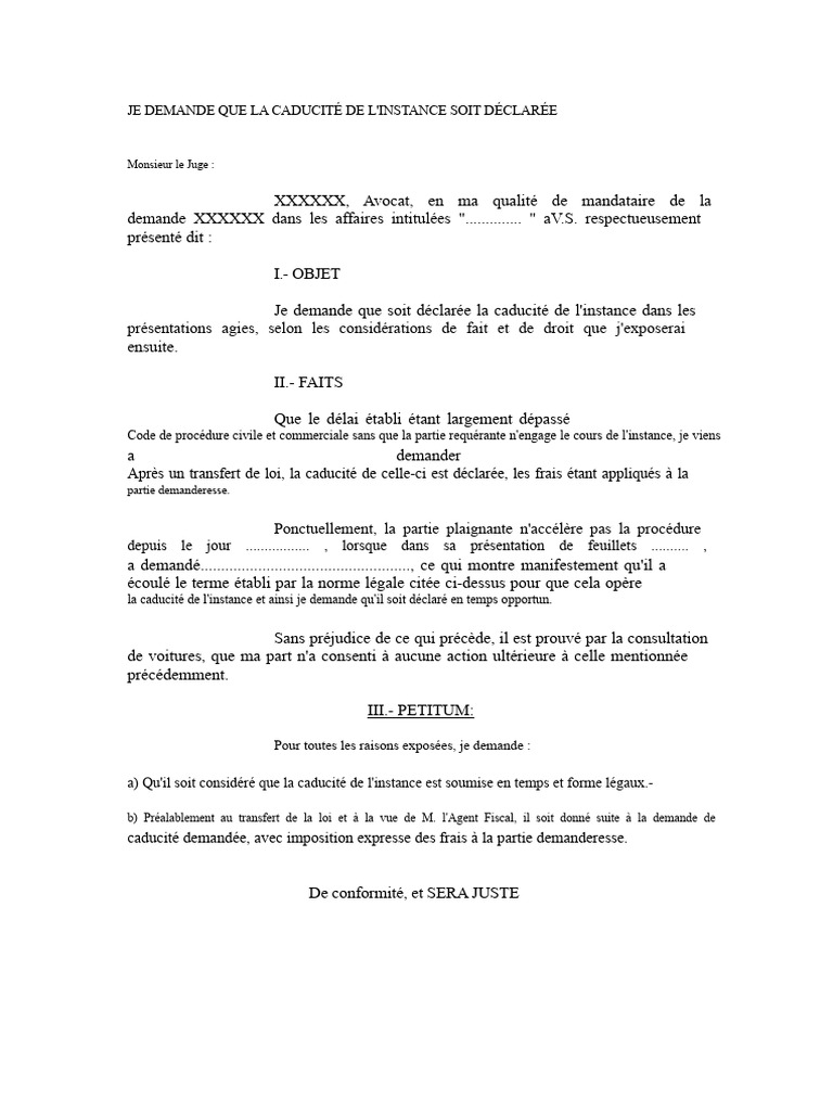 Demande de Caducité de l'Instance | PDF