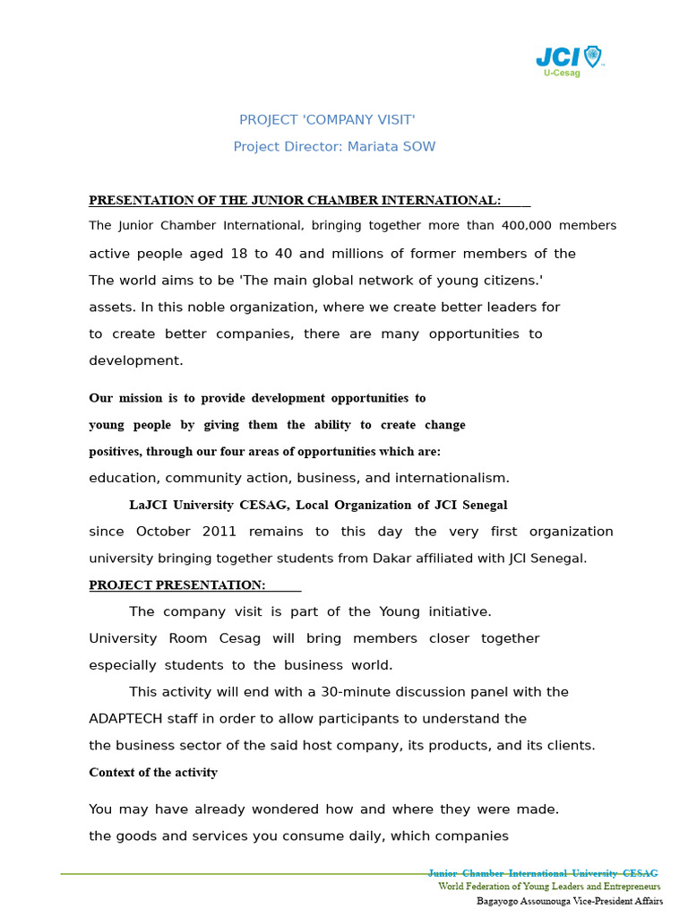 Company Visit Terms of Reference | PDF | Entrepreneurship | Economies