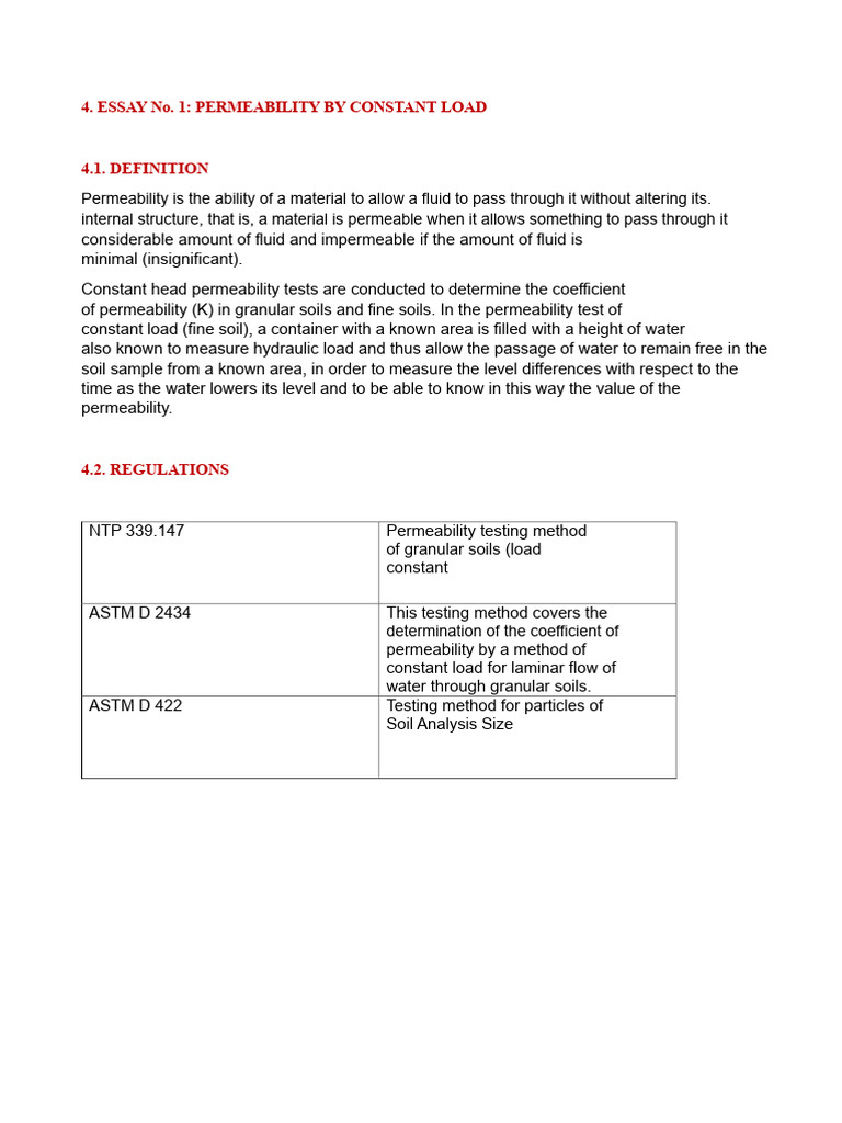 Constant Load Permeability Testing Guide | PDF | Chemical Engineering ...