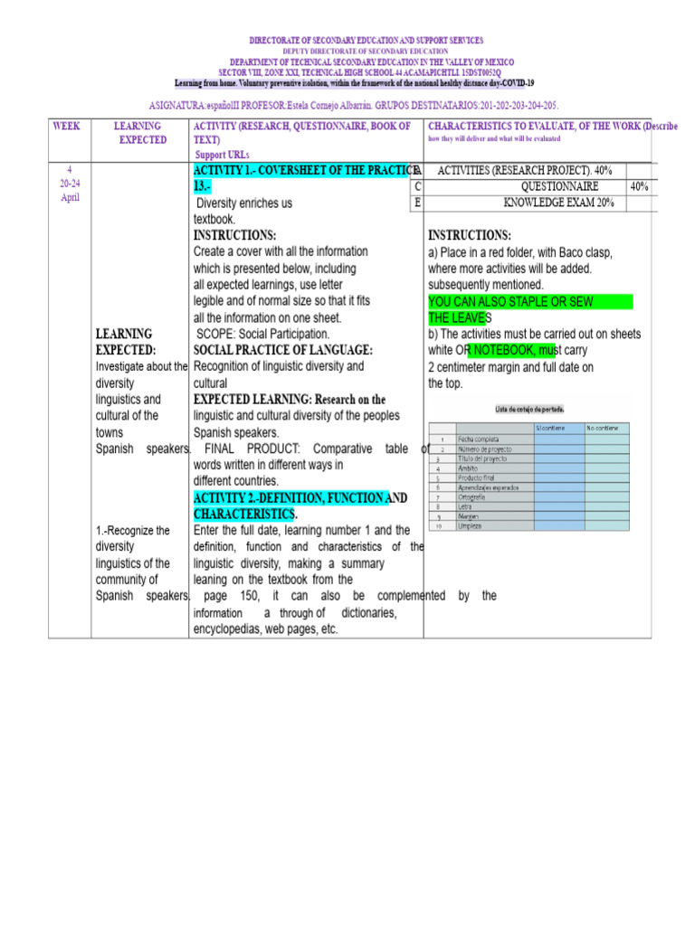 Home Learning: Linguistic Diversity Activities | PDF | Linguistics ...