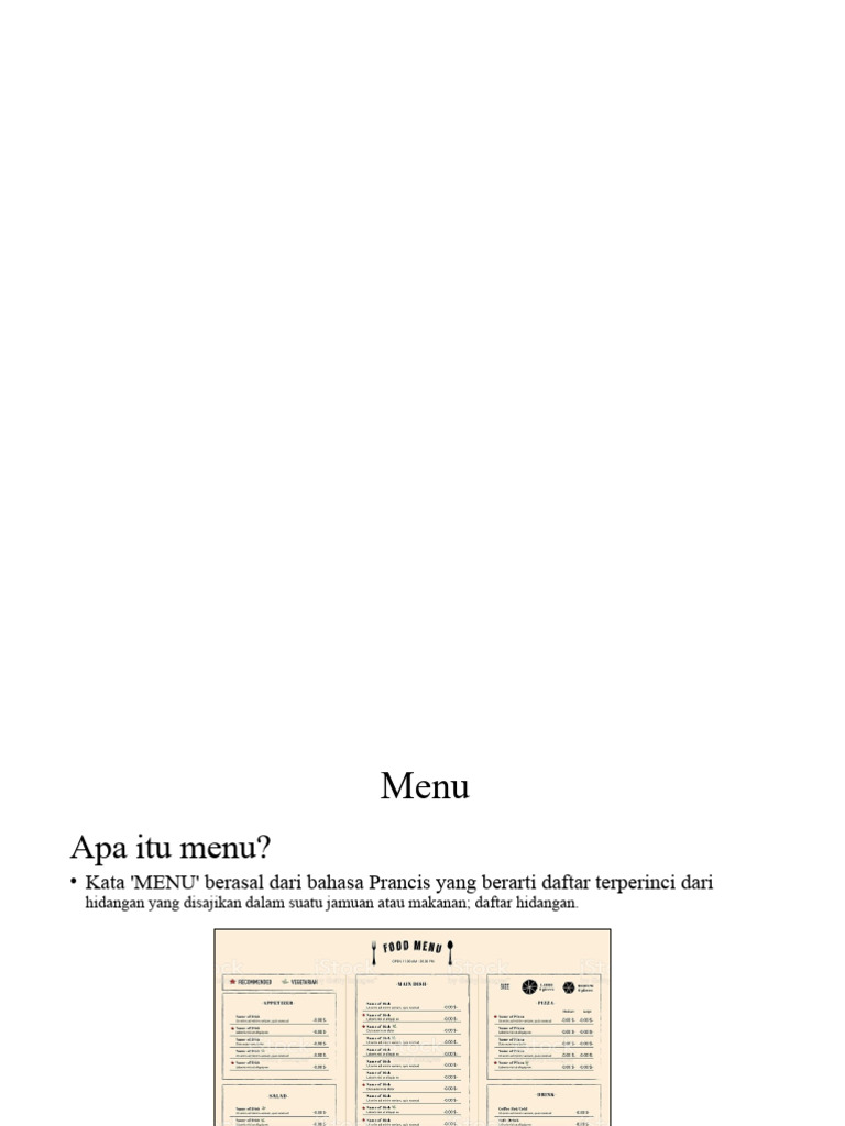 Panduan Perencanaan Menu Restoran | PDF