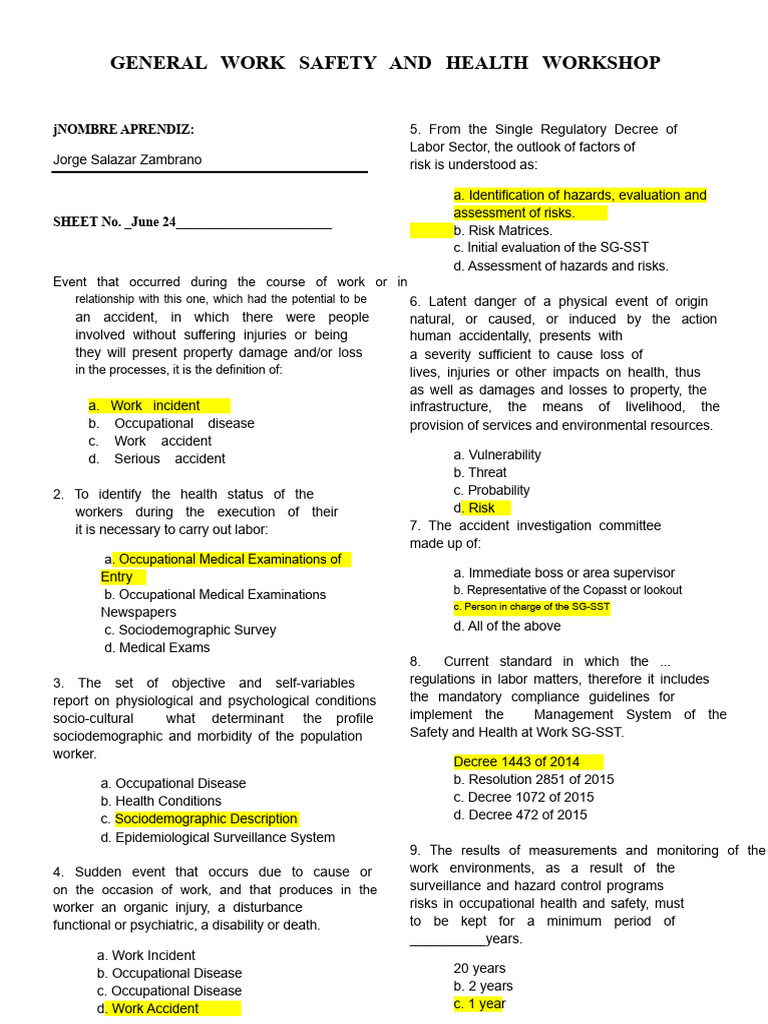 General SST Workshop | PDF | Occupational Safety And Health | Risk
