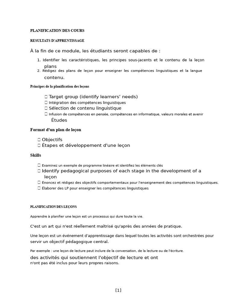 Guide de planification des leçons efficaces | PDF | Apprentissage ...