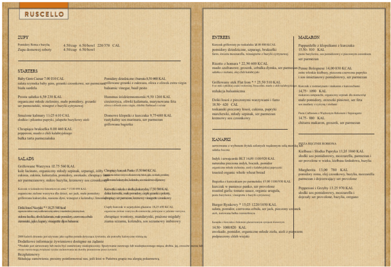 Menu Ruscello | PDF