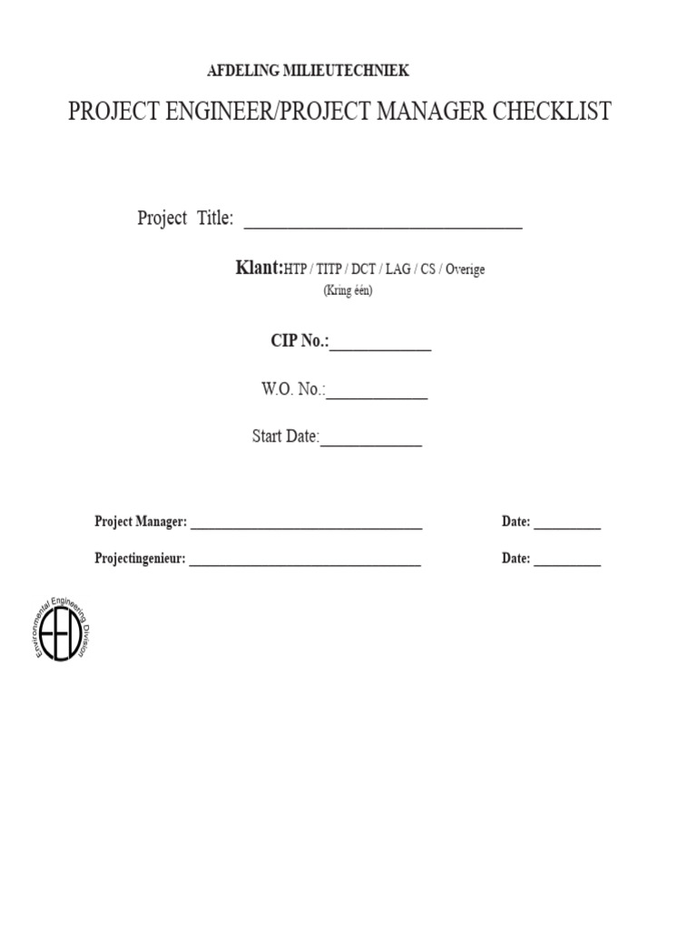 Project Engineer & Manager Checklist | PDF