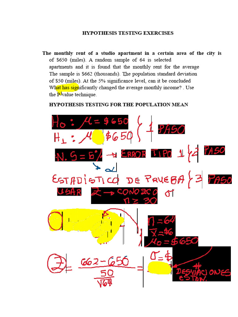 Hypothesis Testing Exercises Overview | PDF | Weighted Arithmetic Mean ...