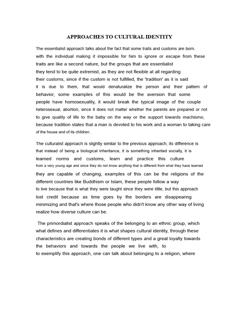Understanding Cultural Identity Approaches | PDF | Identity (Social ...