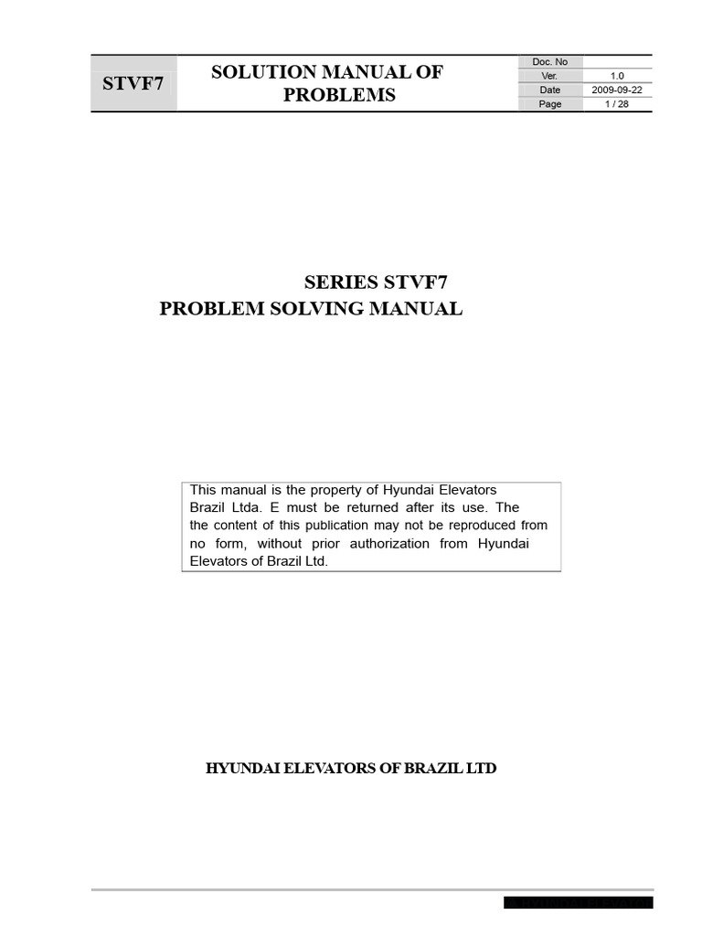Hyundai STVF7 Elevator Troubleshooting Guide | PDF | Elevator | Power ...
