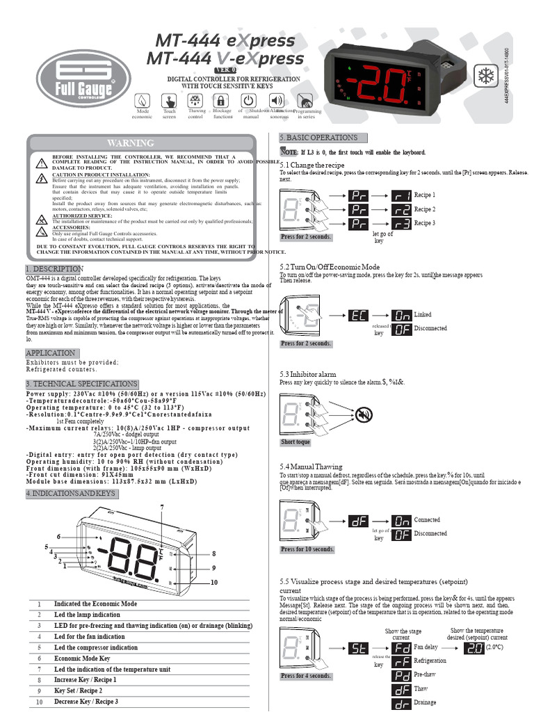 Digital Refrigeration Controller Guide | PDF | Relay | Fahrenheit
