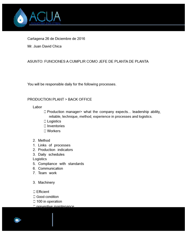Plant Manager Functions | PDF | Inventory | Logistics