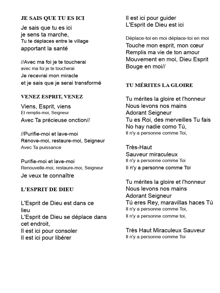 L'Esprit de Dieu : Adoration et Miracle | PDF