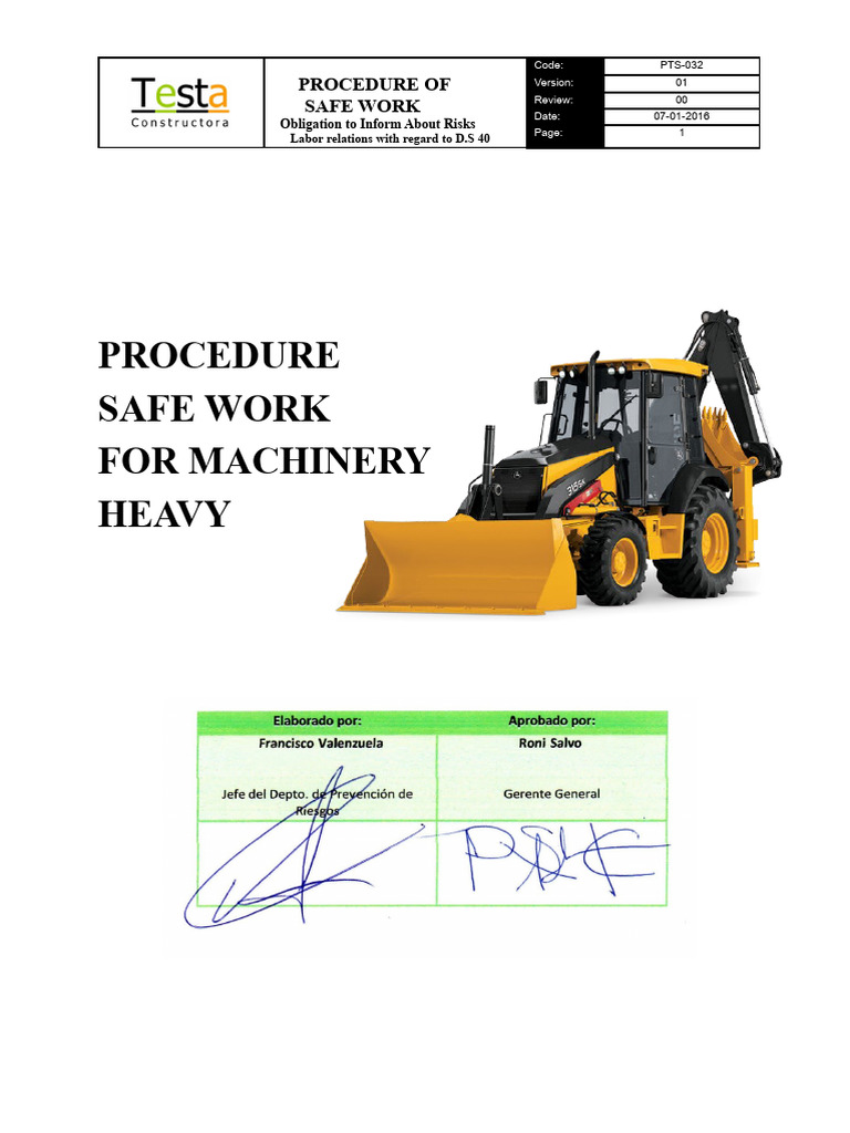 PTS 032 - For Heavy Machinery | PDF | Heavy Equipment | Machines