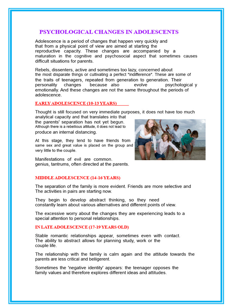 Adolescent Psychological Changes Explained | PDF | Adolescence | Thought