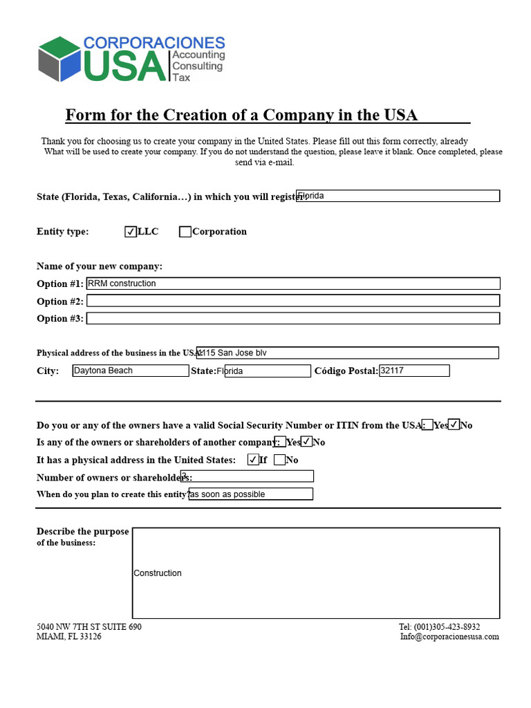 Form To Create A Company | PDF | Corporate Jargon | Private Law