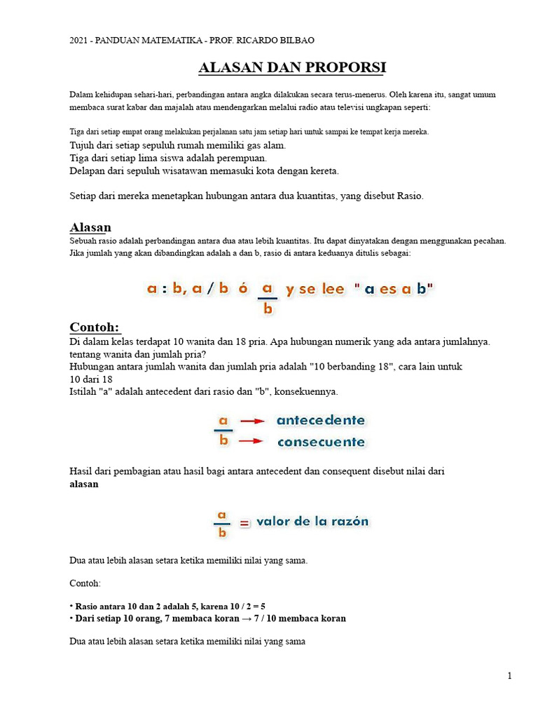 Alasan Dan Proporsi (Aturan Tiga) | PDF
