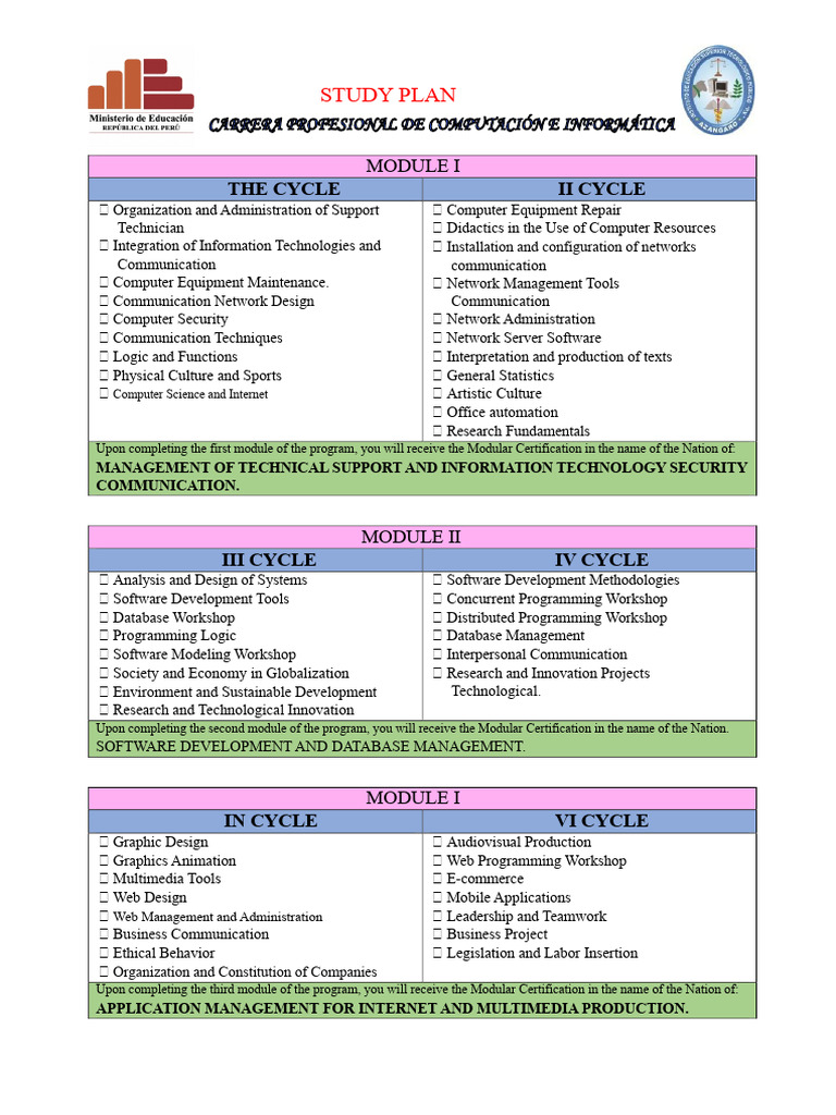 Study Plan for IT and Multimedia Programs | PDF | Software Development ...