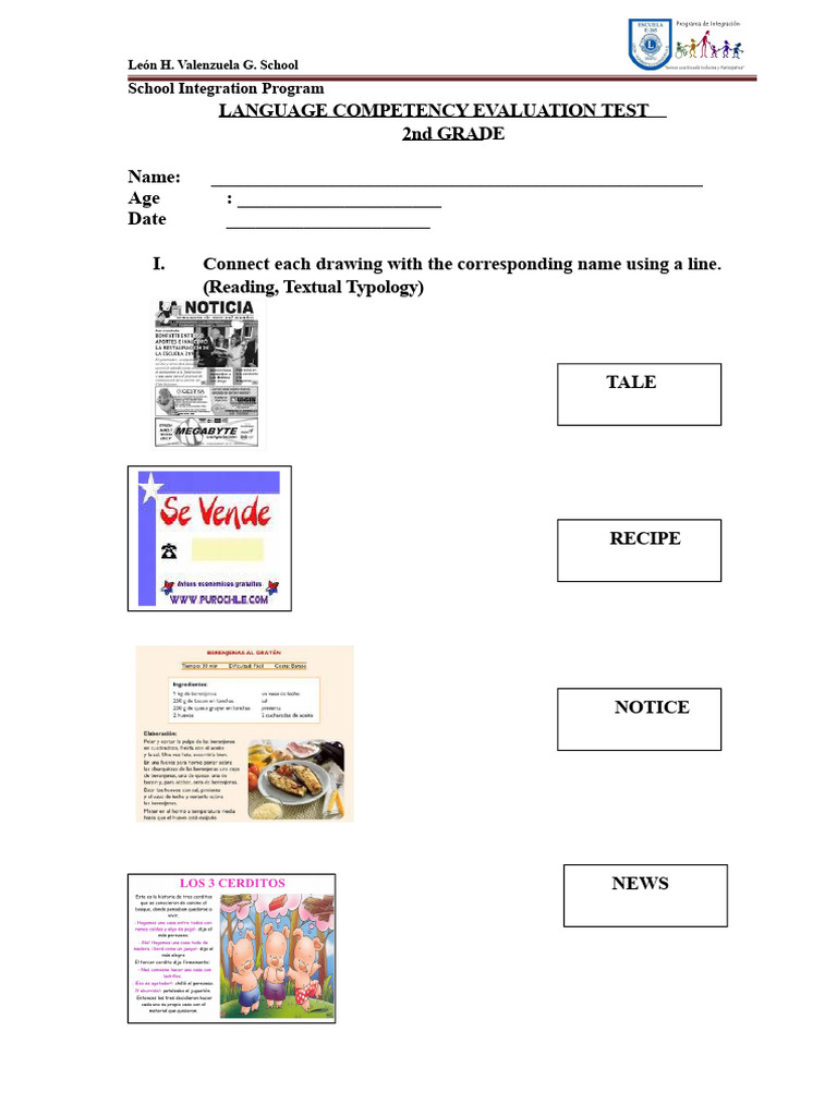 2nd Grade Language Competency Test | PDF | Learning | Human Communication