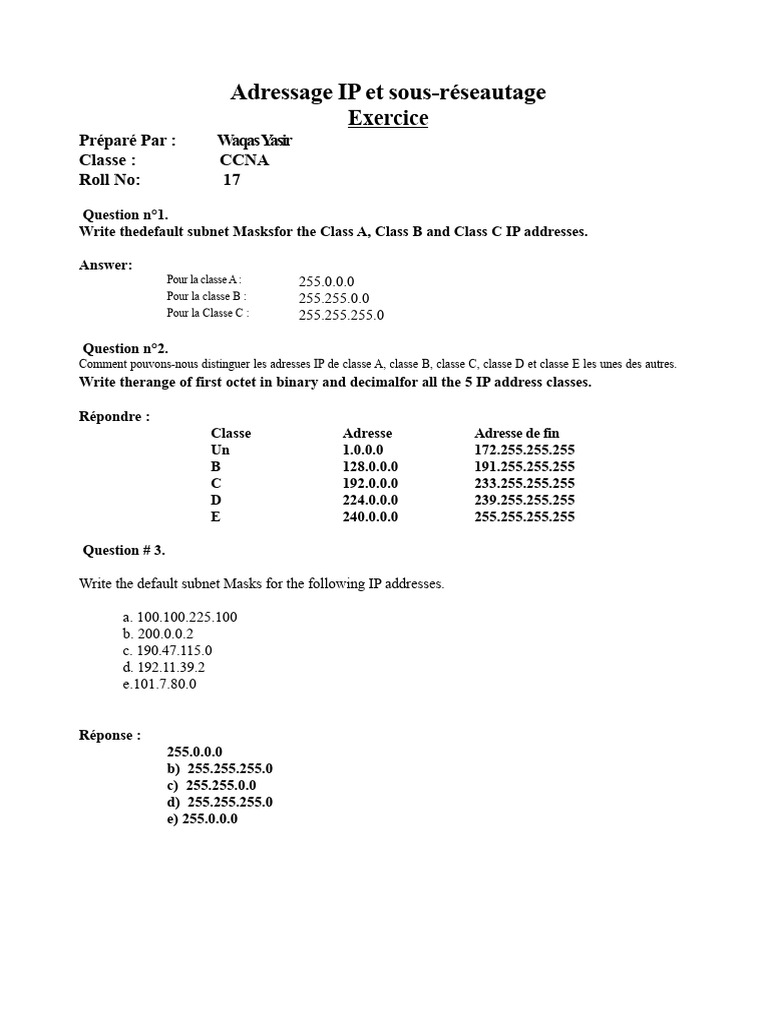 Guide sur l'adressage IP et le sous-réseautage | PDF | Adresse IP | l ...