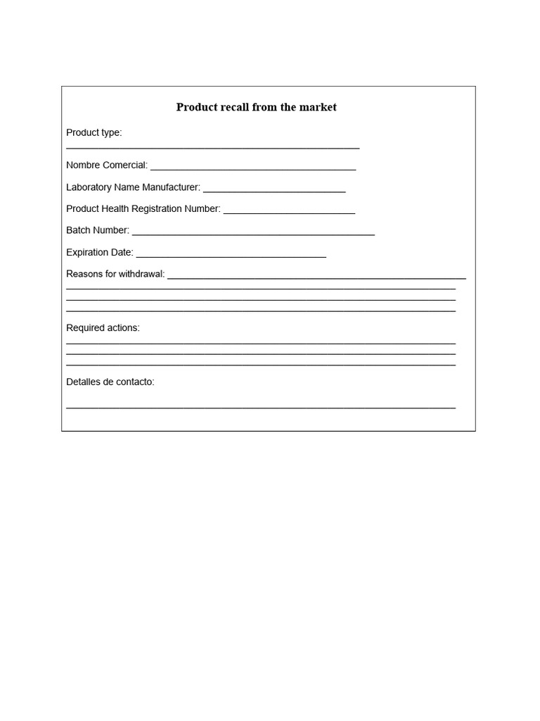 Product Recall Notification Template | PDF
