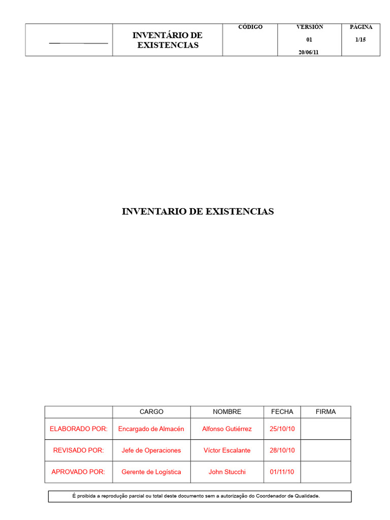 Procedimento de Inventário de Existências | PDF | Inventário ...