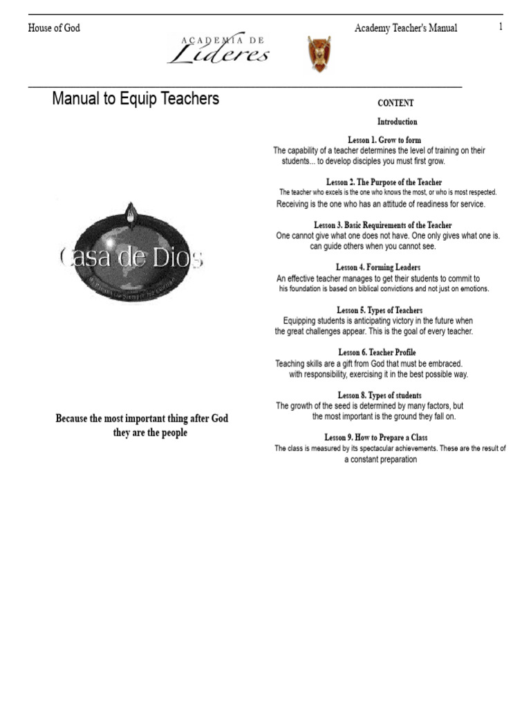 Manual for academy teachers | PDF | Teachers | Disciple (Christianity)