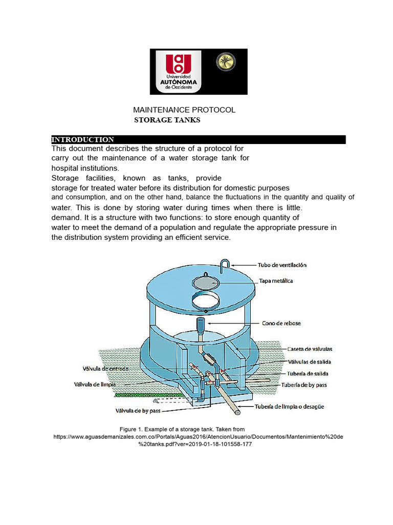Maintenance Protocol For Storage Tanks GR2 | PDF | Water | Drinking Water