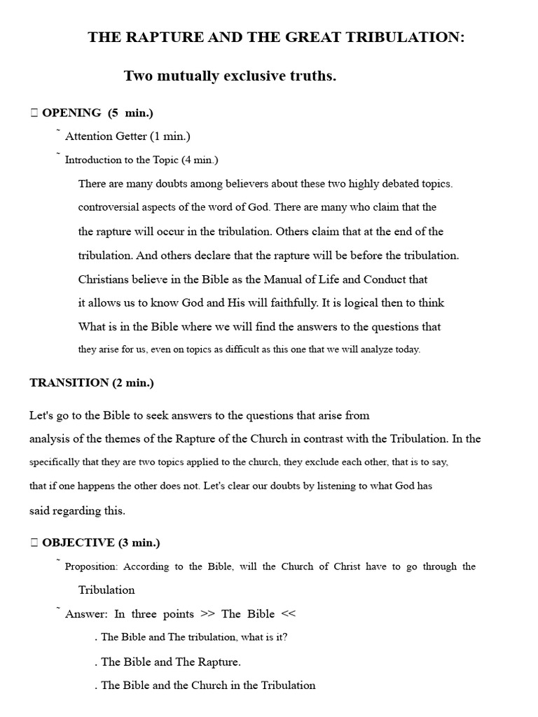 Rapture vs. Great Tribulation Explained | PDF | Great Tribulation | Rapture
