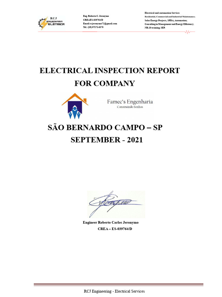 Electrical Inspection Report | PDF | Automation | Door
