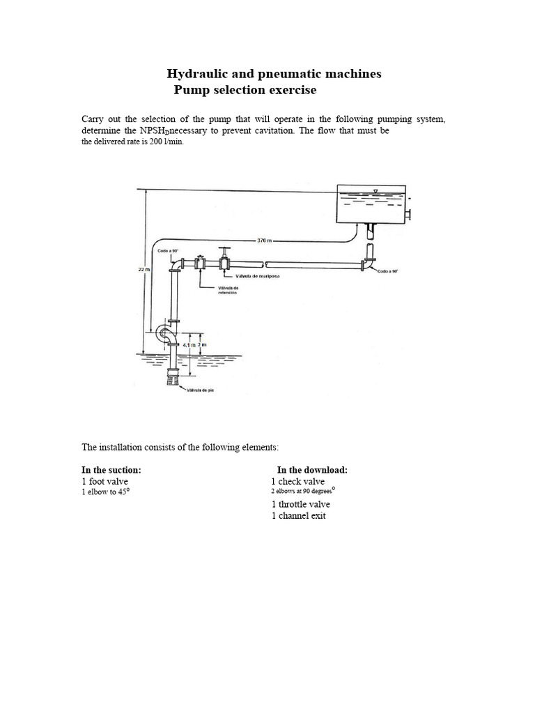 Pump Selection Exercise PDF | PDF | Pump | Valve