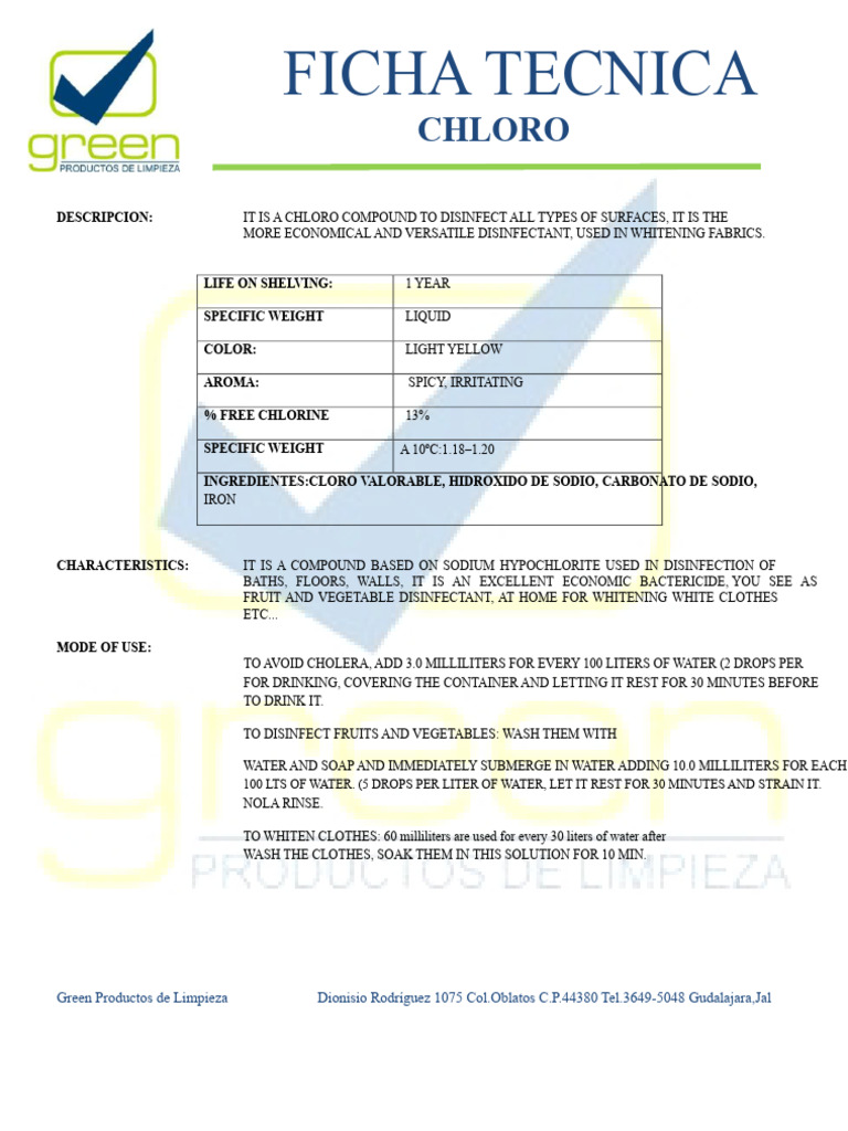 6% Chlorine | PDF | Chlorine | Disinfectant