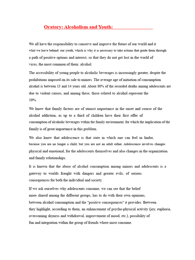 Alcoholism's Impact on Youth Choices | PDF | Adolescence | Alcoholism