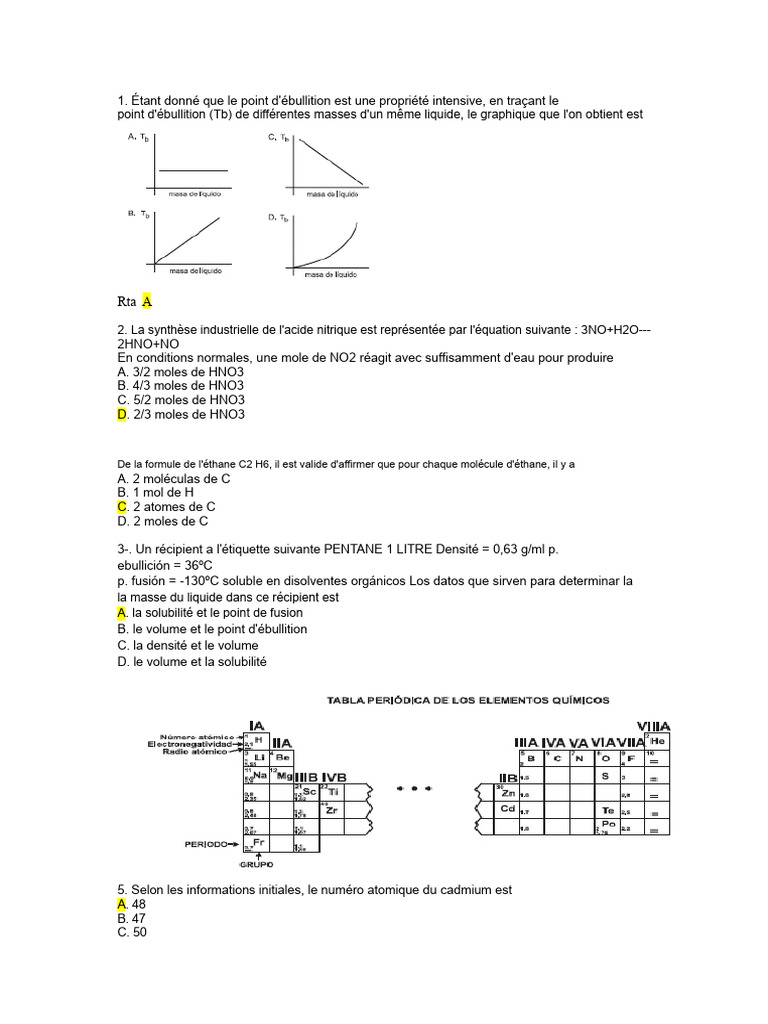 Propriétés et réactions des substances chimiques | PDF | Acide nitrique ...