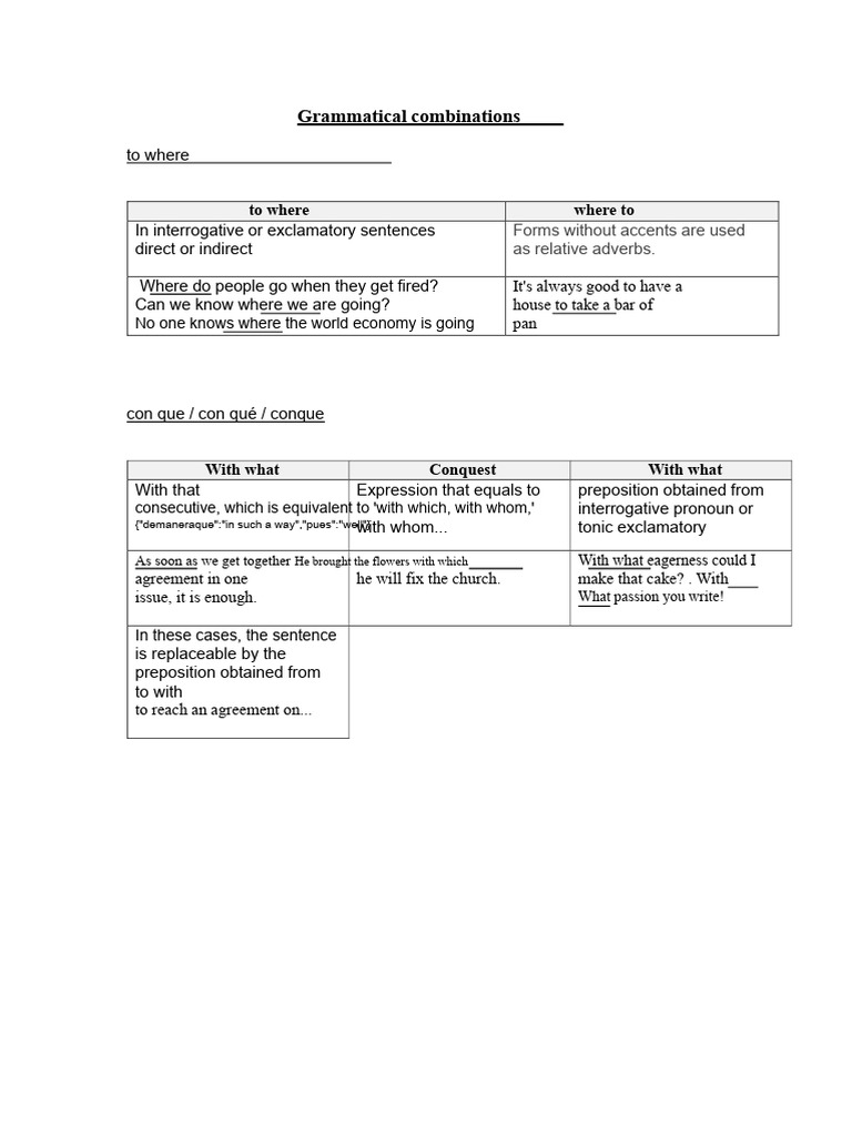 Grammatical Combinations Explained | PDF | Grammatical Number | Plural