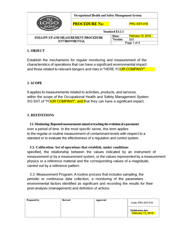 Environmental Monitoring Procedure Guide | PDF | Occupational Safety ...