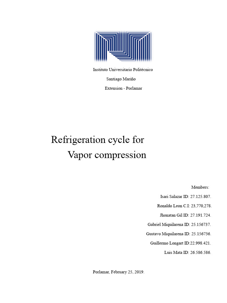 Vapor Compression Refrigeration Cycle | PDF | Refrigeration | Heat