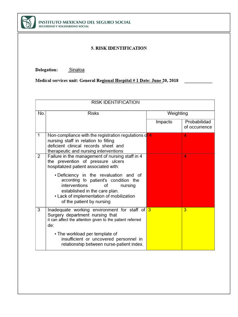 Risk Identification in Healthcare Services | PDF | Nursing | Risk