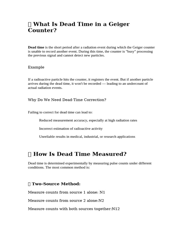 Understanding Dead Time in Geiger Counters | PDF