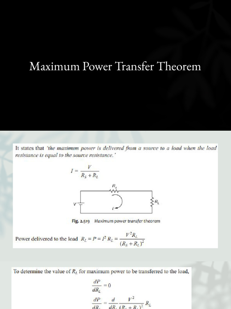 10-Maximum Power Transfer Theorem | PDF