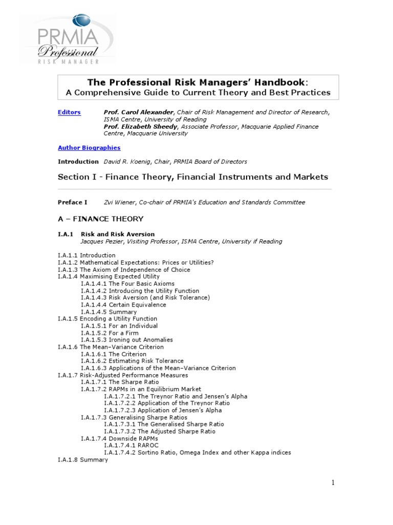 Professional Risk Managers' Handbook | PDF